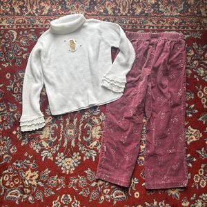 Winnie the Pooh Toddler Outfit 2-Piece Set Turtleneck Velvet Pants 4T Girls' Y2K